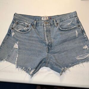 Agolde Women's Distressed Denim Shorts - Blue